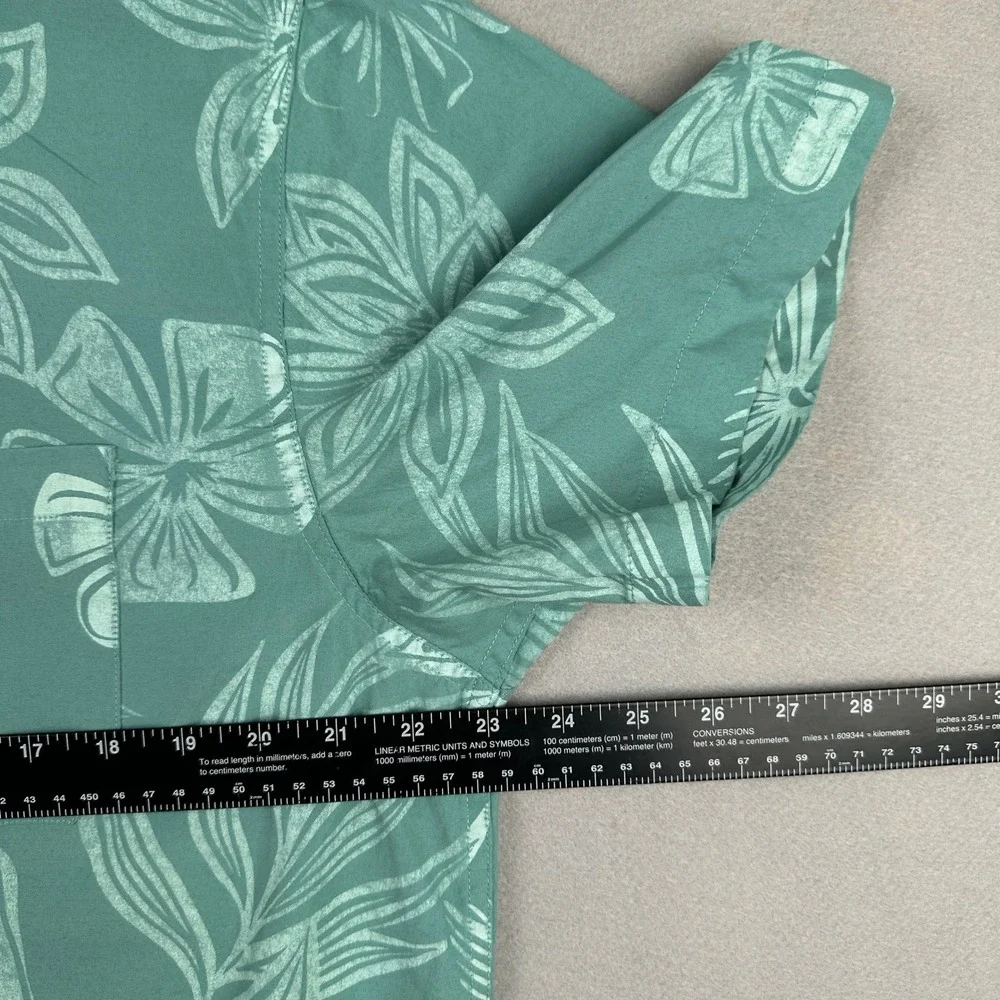 O'Neill Floral Tropical Hibiscus Button Down Shirt Mens XL Teal Green SU4104106X